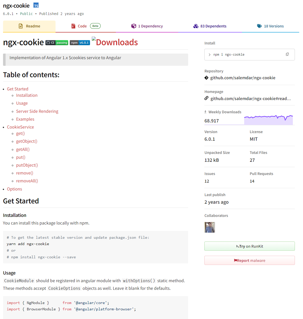 ngx-cookie on NPM