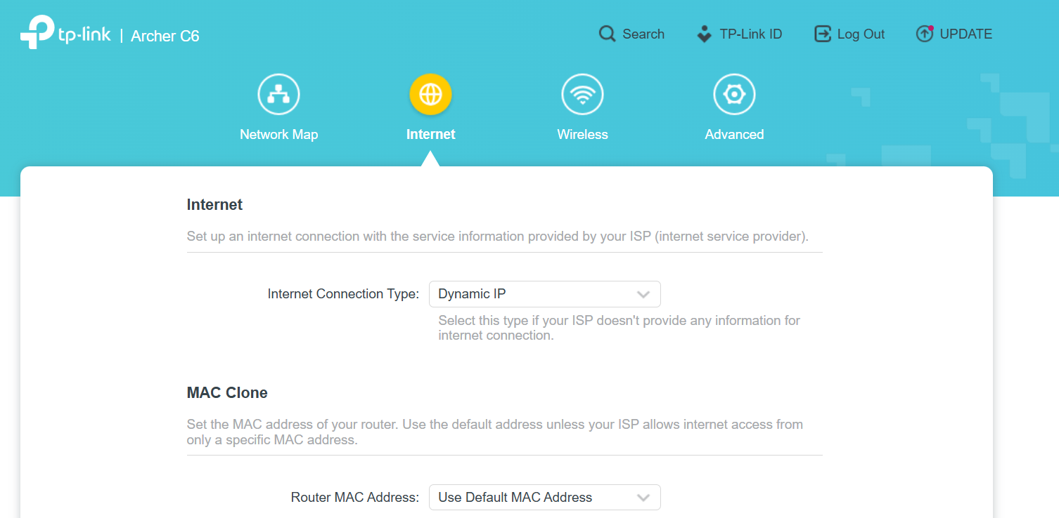 TP-Link Internet Connection Type