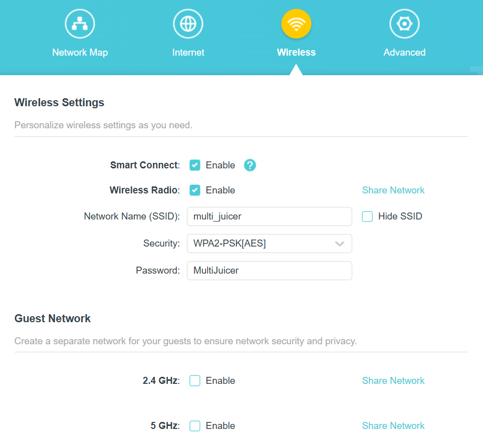 TP-Link Wireless Settings