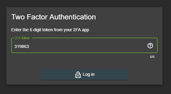 2FA input dialog