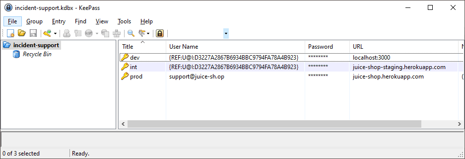 Unlocked KeePass file
