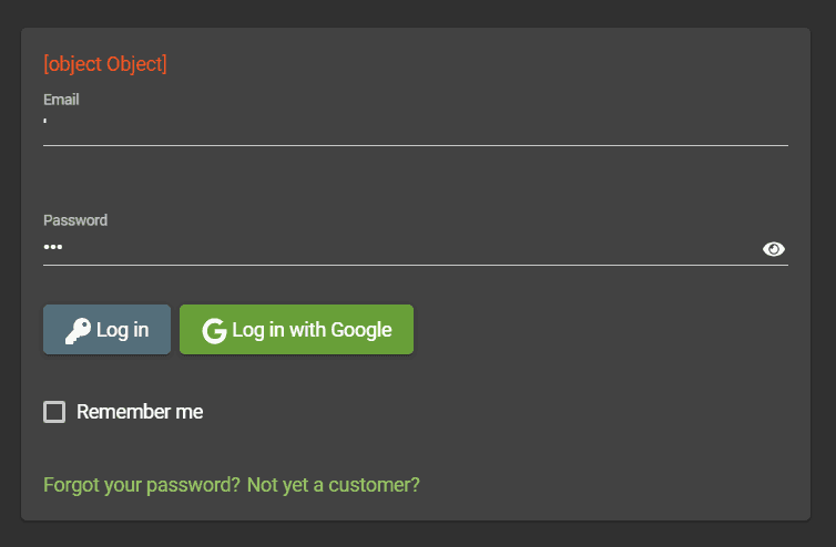 Object Error in Login form