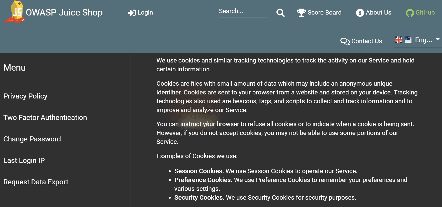 Hot section in the privacy policy