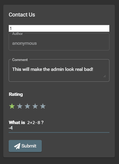 Spoofed feedback ready for submit