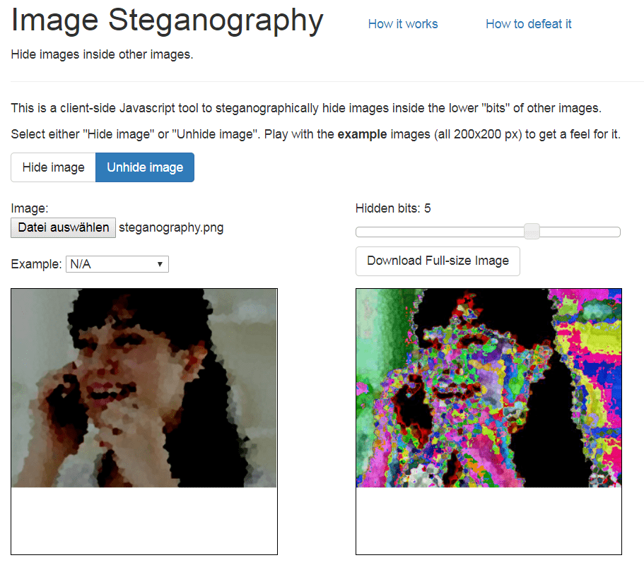 Steganography unhiding fails