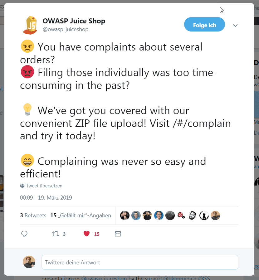 Tweet advertising ZIP uploads in File Complaint