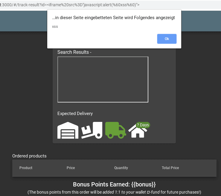XSS alert box