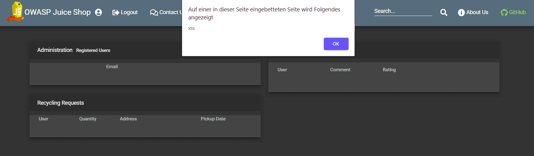 XSS alert box