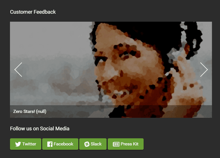 Zero star feedback in carousel