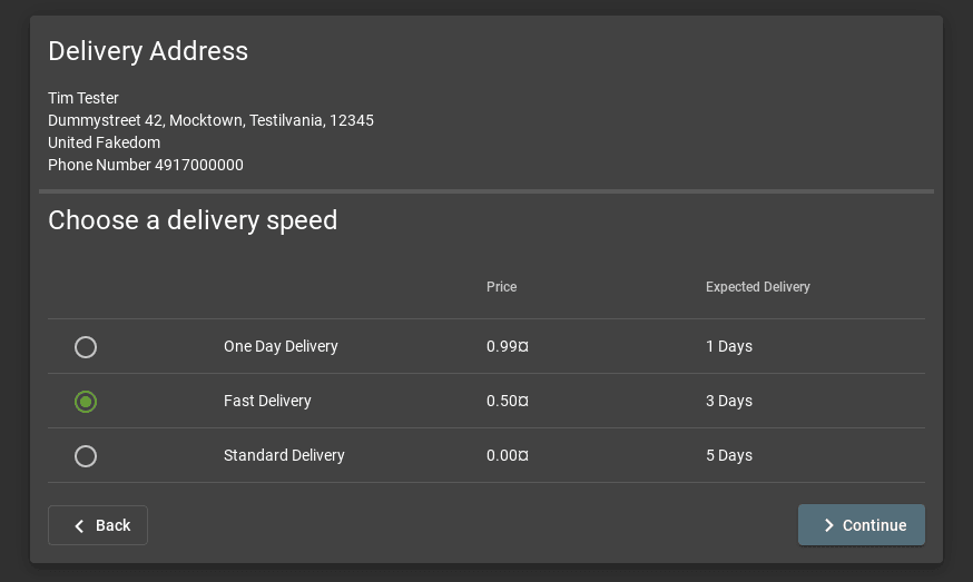 Delivery method selection