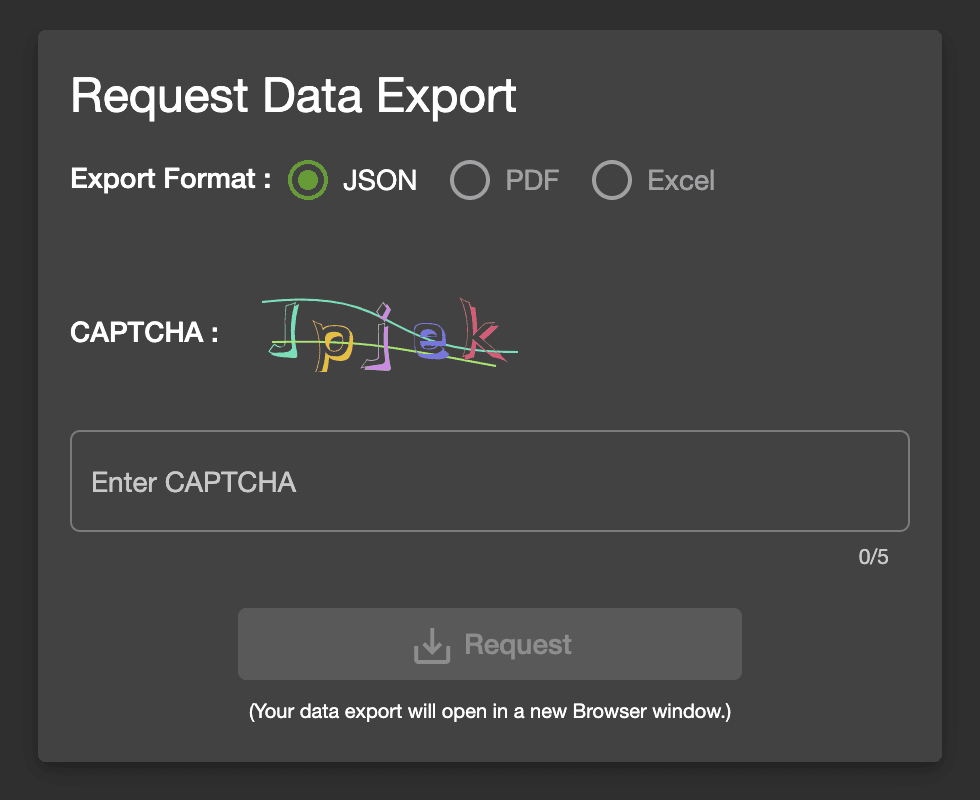 Request Data Export