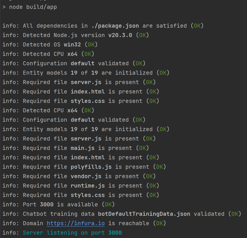 Passing start-up validations