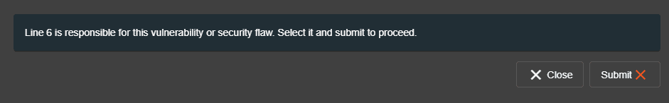 Final hint displayed for DOM XSS challenge